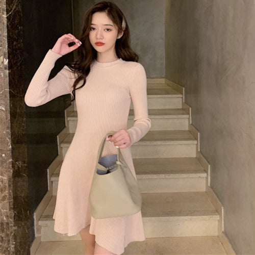 Women Long Sleeve Sweater Dress Sexy Casual Autumn Winter Dress Women O-neck A Line Short Mini Knitted Dresses